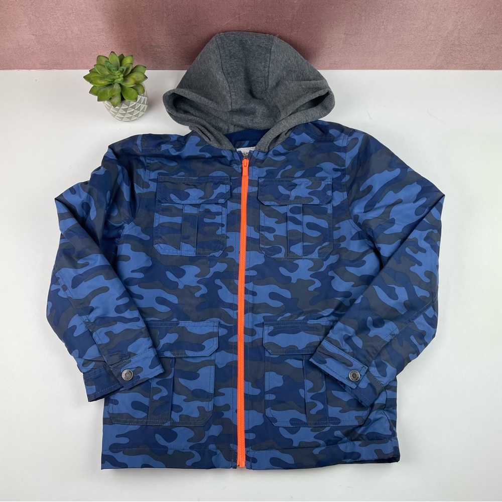 Carter's Blue Black Camouflage Full Zip Hooded Jacket Boy Size 8 Child
